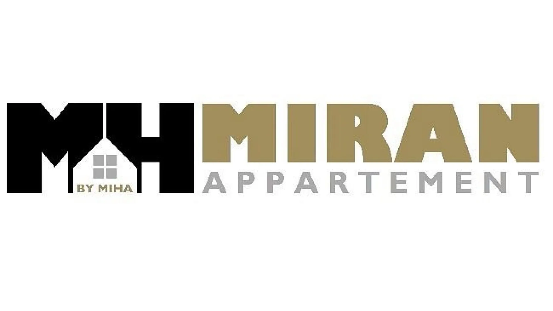 Logo von MH Miran Appartement mit stilisierten Buchstaben und einem Haus-Symbol